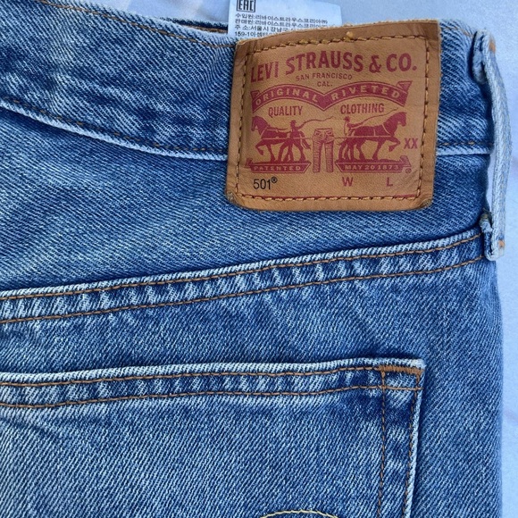 Levi's Distressed Blue Jean Shorts - Picture 4 of 5
